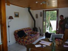 Apartment La Villaz - Log burner and doors to terrace