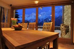Domaine Les Chavants - The kitchen table and evening view