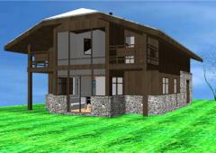 Chalet Les Fleurs des Seytroux 1 - 3D model of the finished project.