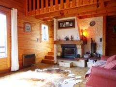 Chalet Lanchettes - Living room, fireplace and mezzanine